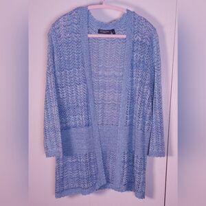Notations Vintage Ombre Blue Open Front Cardigan Sweater Size 2X Office Boho